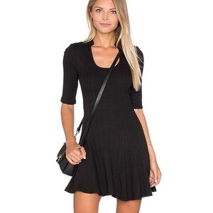 Free People Jolene Ribbed Black Midi Dress